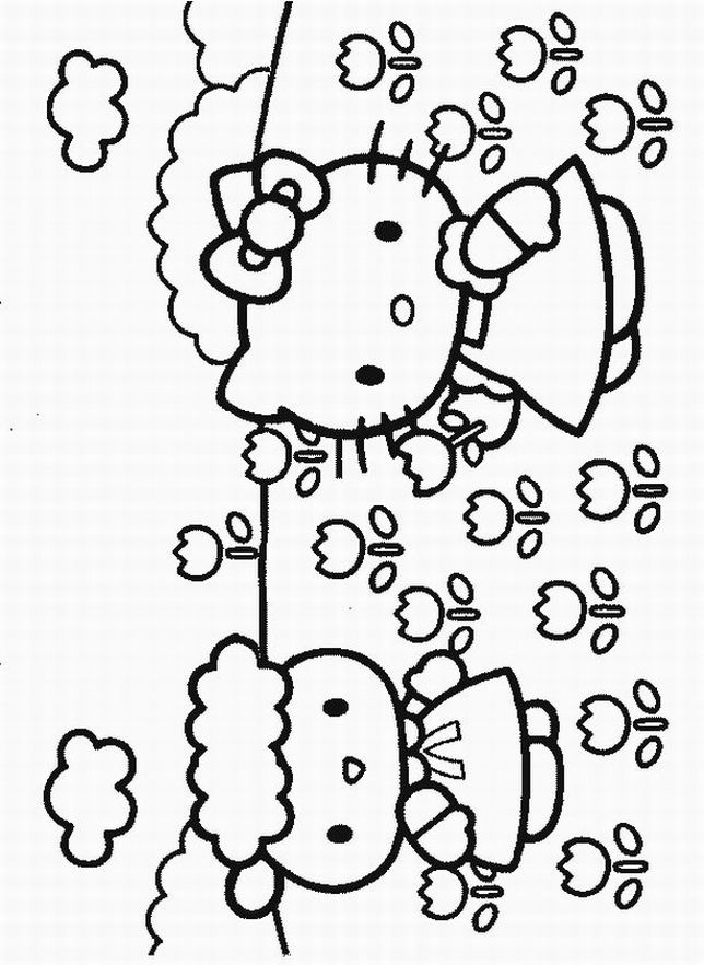 Plansa de colorat cu Hello Kitty 40 64